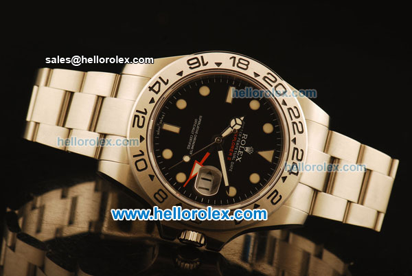 Rolex Explorer II Swiss ETA 2836 Automatic Full Steel with Black Dial and White Markers-43mm Size - Click Image to Close